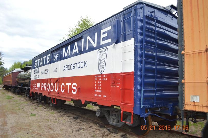 BANGOR AND AROOSTOOK POTATO CAR.   A beautiful modern-day-painted reproduction of a BAR 40-foot-long metal insulated rai