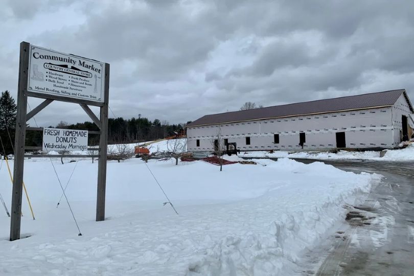 TODAY'S THE DAY:  AMISH COMMUNITY STORE TO RE-OPEN IN UNITY, MAINE.  The original store on Rte 139 was destroyed by fire